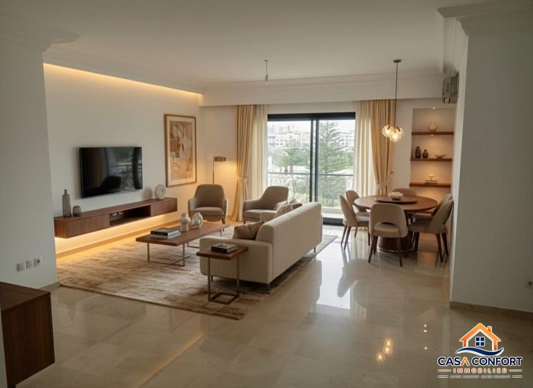 Appartement de très haut standing de 3 chambres à louer vide– Racine, Casablanca