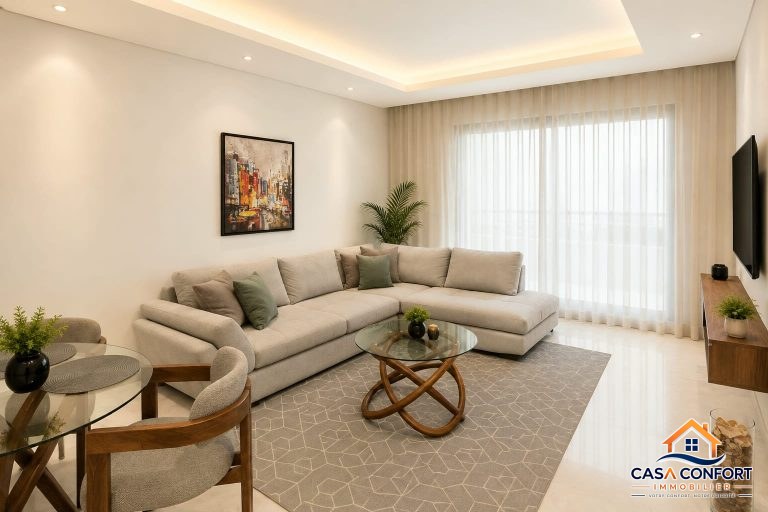 Location appartement 2 chambres meublé de 91 m² – Casablanca Finance City CFC